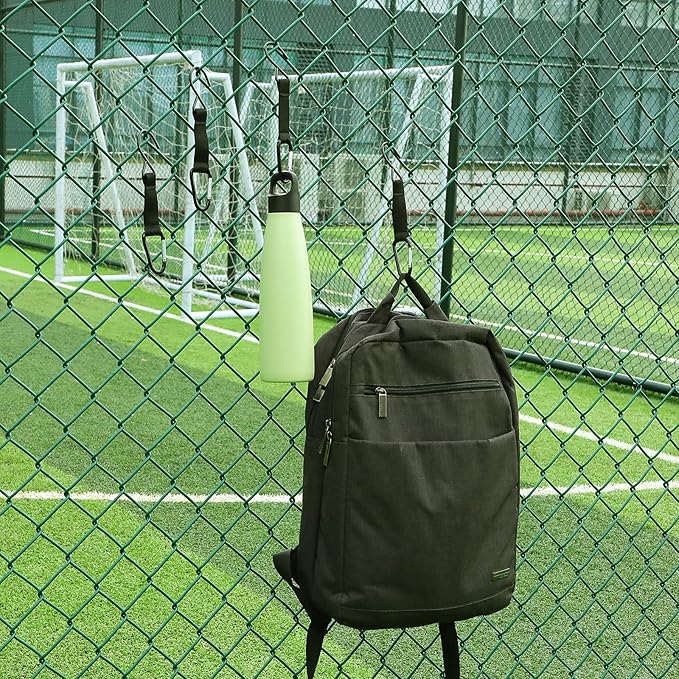 Sumind 4 Pcs Fence Hooks for Baseball Bag Nylon Safety Buckles Metal Fence Hooks Multifunctional Hanging Buckles for Softball Football Tennis Outdoor Sport Equipment Water Cup Backpack(Black)