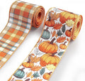 2 Rolls 2.5 Inch x 10 Yards Thanksgiving Fall Wired Ribbon by Habbiful