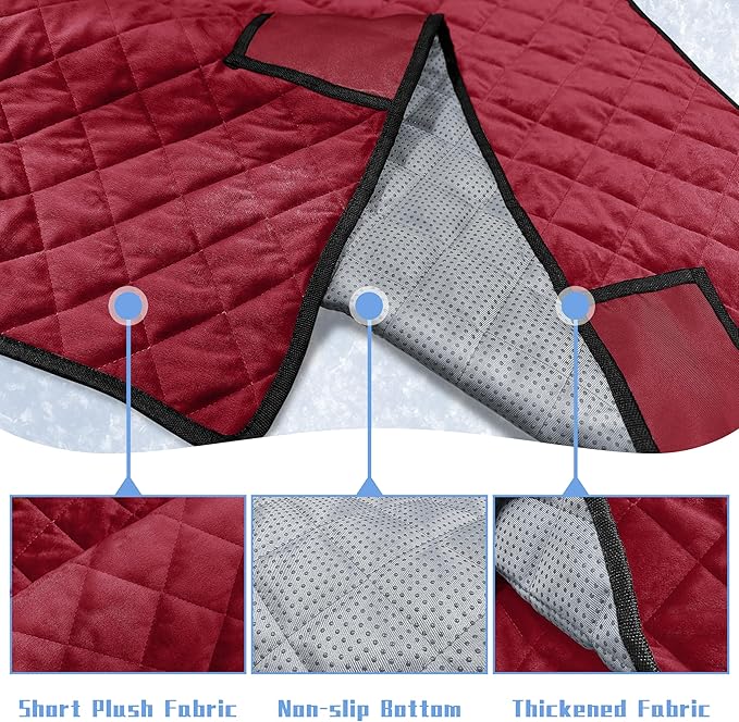 YOKYHOM Golf Cart Seat Covers with 4 Front Pockets, Thick Seat Towel Blanket with Non-Slip Backing, Fits EZGO, Club Car, Yamaha and More 2 & 4 Passenger Golf Carts, Red