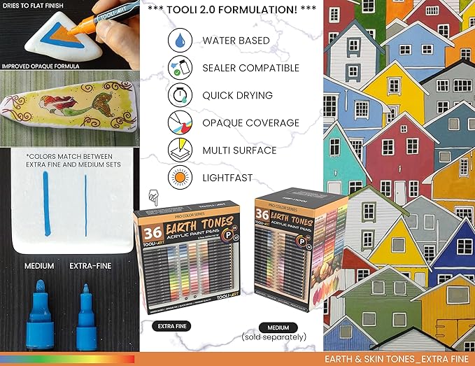 36 Acrylic Paint Pens Skin and Natural Earth Tone Marker Set - Image 7