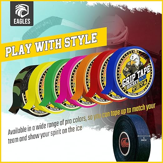 EAGLES Hockey Tape Multipurpose Cloth Tape Roll for Lacrosse Baseball & Softball Bats, Rackets, Pullup Bars, Gardening Tools, Easy Tear Over Grip - Multi Sport Handle Tape - Sports Gift (White)