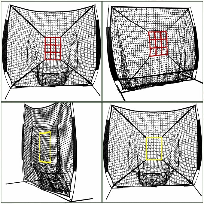 Leyndo 2 Pcs Adjustable Strike Target for Baseball Net Practice Throwing Hitting Strike Zone Accuracy Full and 9 Pocket Pitching Target Team Training Aid for 6 x 6, 7 x 7, 8 x 8 ft Nets