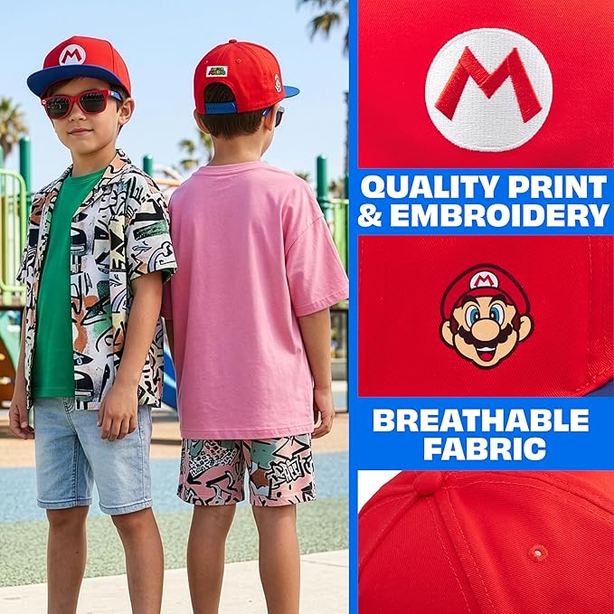 Spongebob | Minecraft | Fortnite | Super Mario | Kids Baseball Cap & Sunglasses with UV Protection, Gifts for Boys