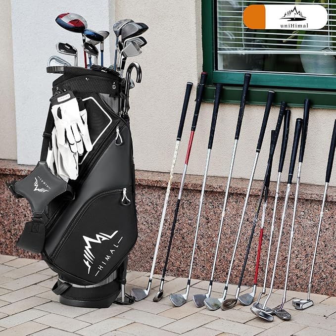 UNIHIMAL 14 Way Dividers Golf Stand Bag Lightweight, Golf Bag for Men Women with Multiple Pockets, Dual Strap and Rain Cover Hood