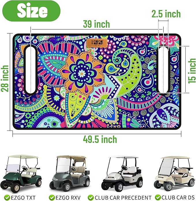 10L0L Golf Cart Seat Covers Compatible with EZGO TXT/RXV & Club Car DS/Precedent, Non-slip Golf Cart Towel for 2/4 Person Seats, Universal Accessories for Seat Blanket (50 x 30 Inches)-Mandala Blanket