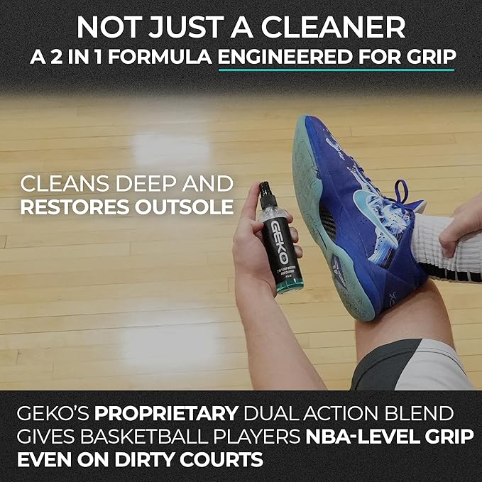 Geko 2-in-1 Grip Restore & Cleaner – #1 Golf, Basketball, Football, Volleyball, and Baseball Grip Spray – Restores Grip, Shoe & Glove Traction, Removes Dirt & Oil, Restores Control & Consistency