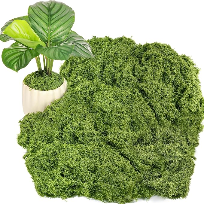 Fake Green Moss for Potted Plants, 10.6OZ Moss Decor Artificial Faux Moss for by Draupnir