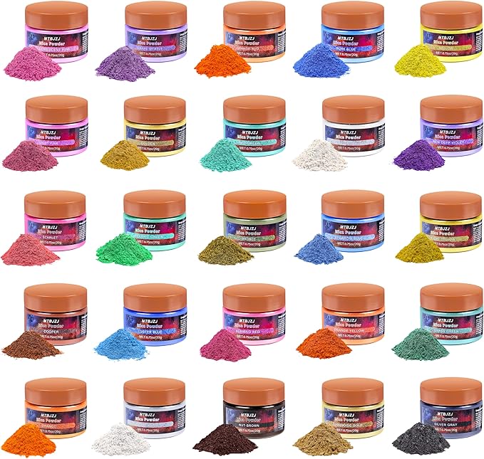 MTBJZJ Mica Powder for Resin, 25 Colors - 20g/Bottle of Epoxy Resin Color by MTBJZJ