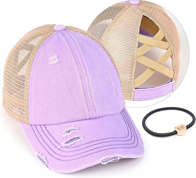 C.C Ponycap Messy High Bun Ponytail Adjustable Glitter Mesh Trucker Baseball Cap