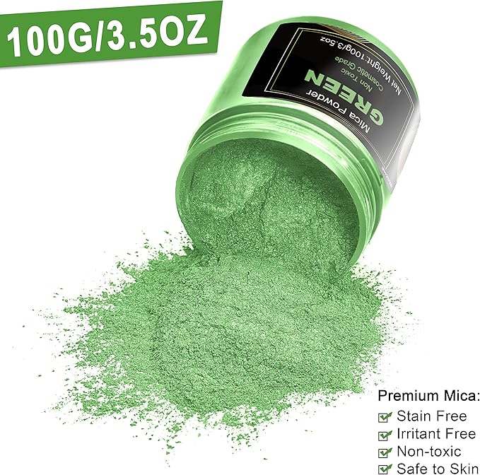 Green Mica Powder Pigment -Cosmetic Grade Metallic Mica Powder - Image 2