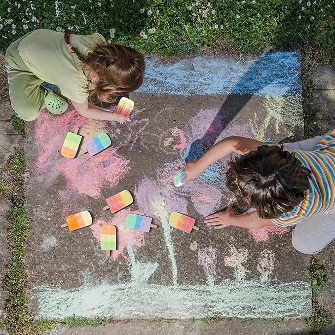 60 Pcs Ice Cream Sidewalk Chalk Set Multicolor Chalk Party Favors Bulk Washable - Image 6
