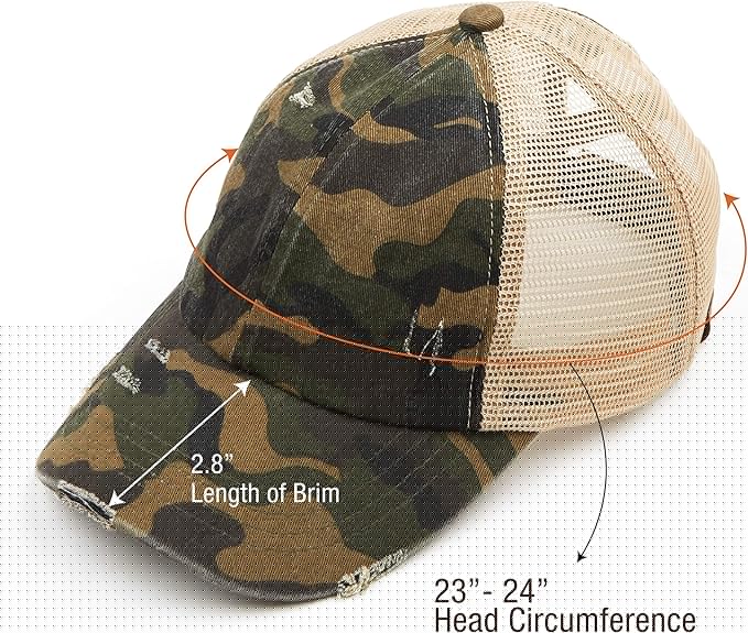 C.C Ponycap Messy High Bun Ponytail Adjustable Glitter Mesh Trucker Baseball Cap