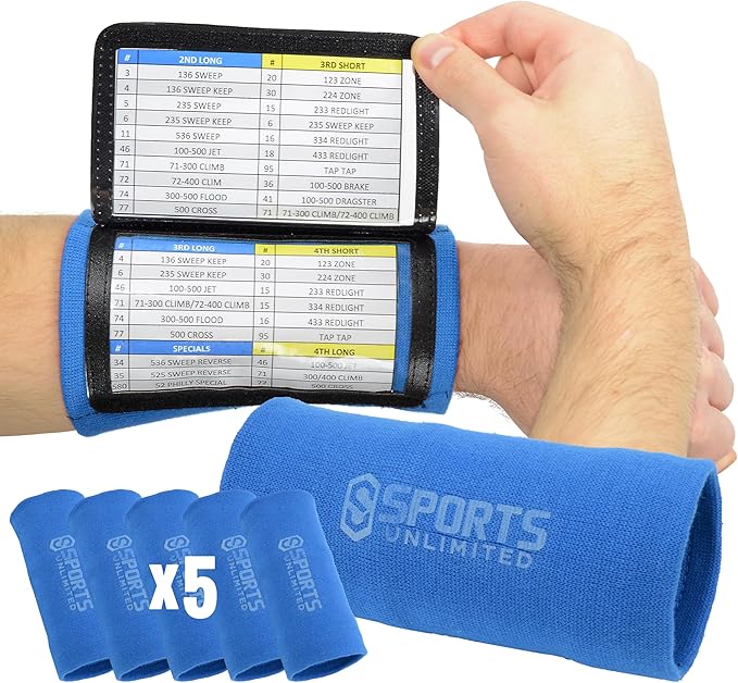 Sports Unlimited Adult Triple Wrist Coach, Football Wristbands for Plays, Baseball Wristbands, QB Arm Bands