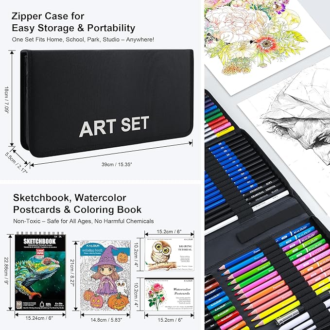 KALOUR 135 Drawing Set Sketching Kit, Art Supplies - Image 6