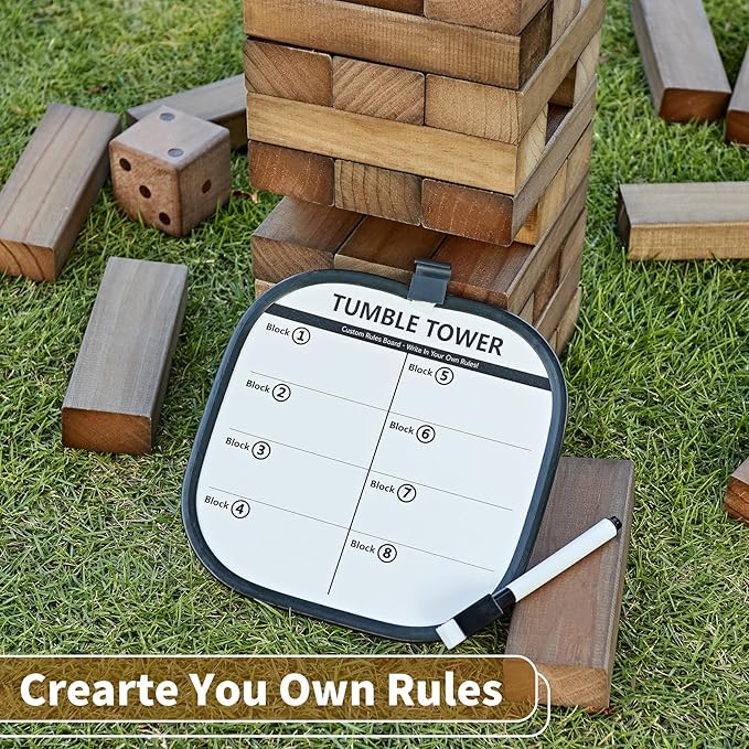 ApudArmis 54 PCS Tumble Timber Set Up to 3.2FT, Pine Wooden Tumble Tower Game - Image 4
