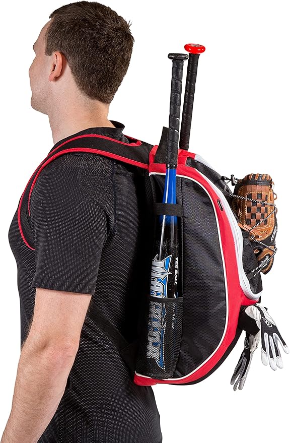 Athletico Baseball Bat Bag - Backpack for Baseball, T-Ball & Softball Equipment & Gear for Youth and Adults | Holds Bat, Helmet, Glove, & Shoes |Shoe Compartment & Fence Hook