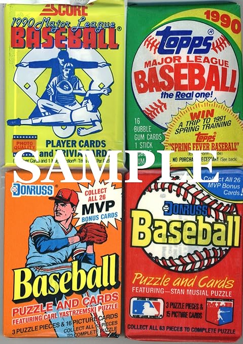 100 Vintage Baseball Cards in Old Sealed Wax Packs - Perfect for New Collectors