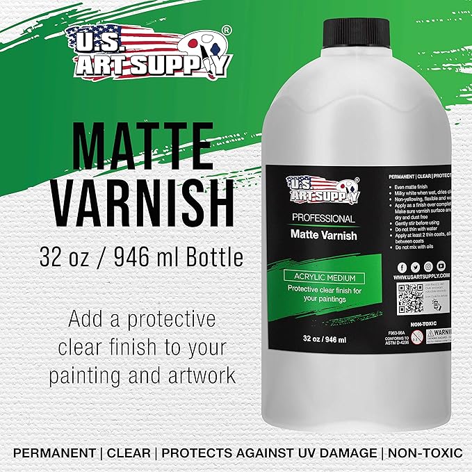 U.S. Art Supply 32 oz Matte Acrylic Varnish - Image 2