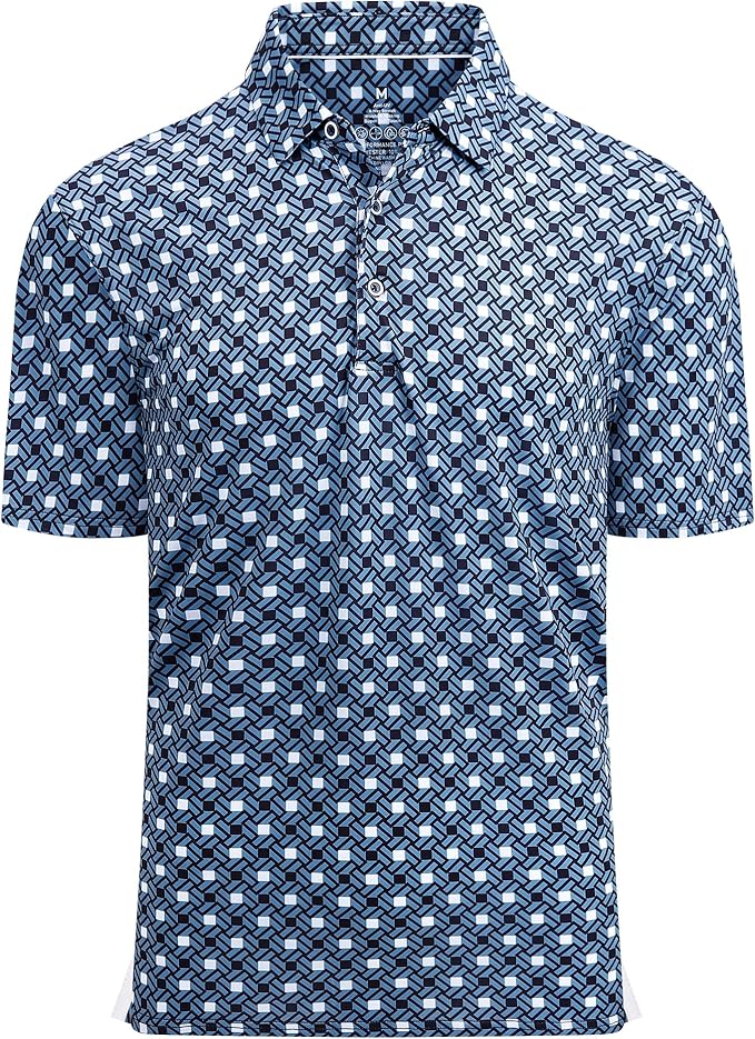 Damipow Premium Golf Shirts for Men Dry Fit Performance Polo Short Sleeve Collared Shirt