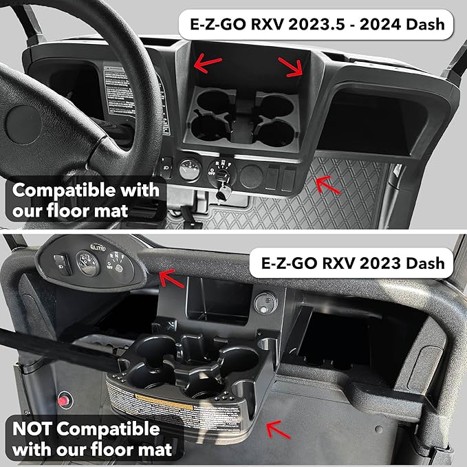 Xtreme MATS Floor Mat Liner for Golf Carts - Fits E-Z-GO RXV (2024+) / Valor (2024+) and Elite - Custom Fit Durable Rubber Golf Car Floor Mat - Grey Trim