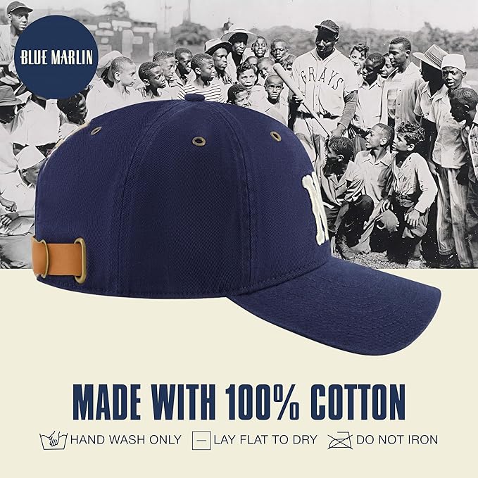 Blue Marlin Dad Hat, Adult Cotton Baseball Cap with Curved Brim, One Size.