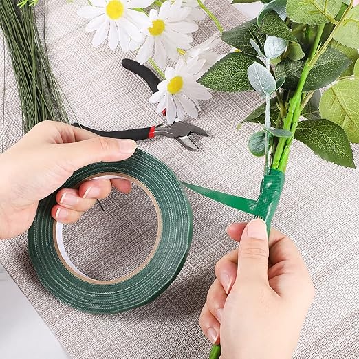Prudiut 2 Roll Green Floral Tape Waterproof Florist Tape, 0.4" Wide Flower Wrap - Image 6