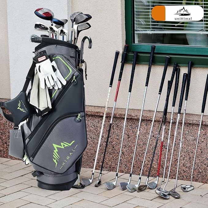 UNIHIMAL 14 Way Dividers Golf Stand Bag Lightweight, Golf Bag for Men Women with Multiple Pockets, Dual Strap and Rain Cover Hood