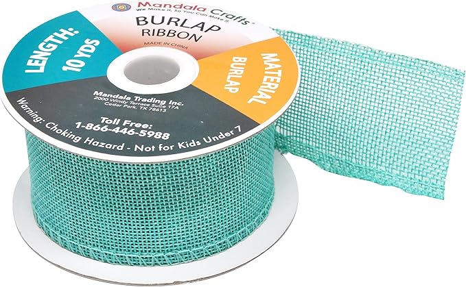 Mandala Crafts Turquoise Burlap Ribbon 2 Inches Wide Jute Ribbons - Image 4