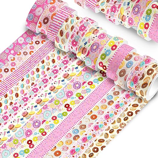 Donut Washi Tape Set 12 Rolls, Cute Washi Tape Candy Cake Gifts Wrapping - Image 7