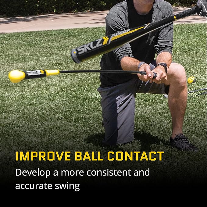SKLZ Hitting Stick Batting Swing Trainer for Baseball and Softball, One-on-One Coaching Tool for Ball Contact, Hand-Eye Coordination, and Bat Speed