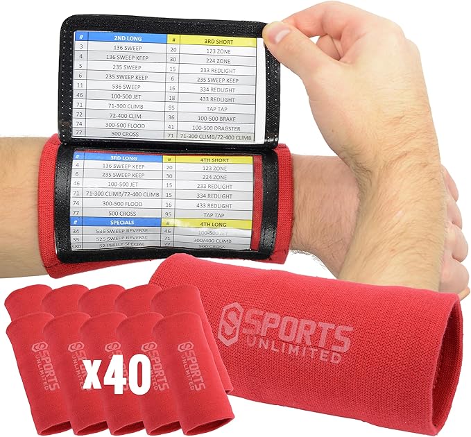 Sports Unlimited Youth Triple Wrist Coach, Football Wristbands for Plays, Baseball Wristbands, QB Arm Bands