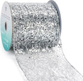 CT CRAFT LLC Sparkling Glitter Mesh Wired Ribbon 4" x 10 Yards Silver by CTCRAFTLLC