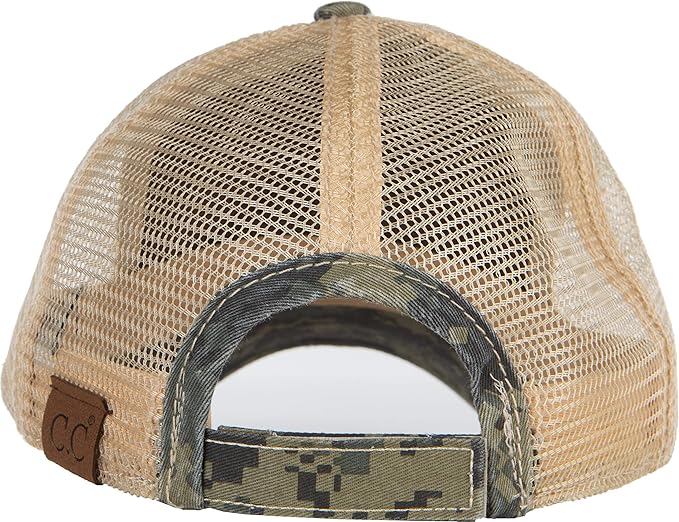 Funky Junque Trucker Hat for Women – Distressed Low Profile Western Camo Baseball Cap with Mesh, Trendy and Adjustable Fit