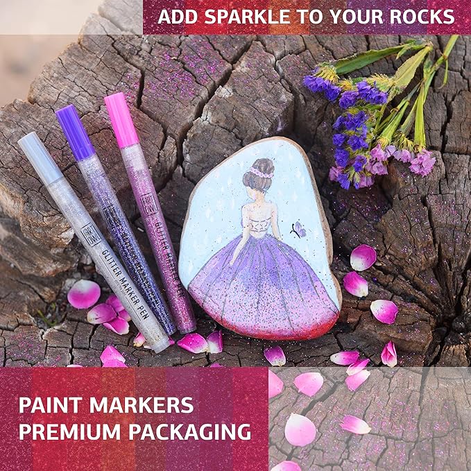 Acrylic Glitter Paint Marker Pens, Ultra Fine Point 0.7mm - Image 4