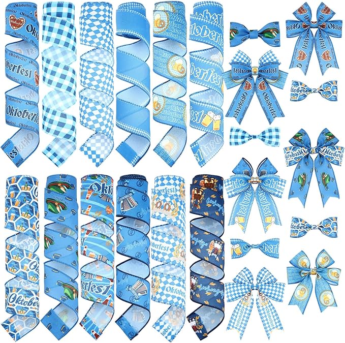 12 Rolls Oktoberfest Wired Edge Ribbon by Unknown