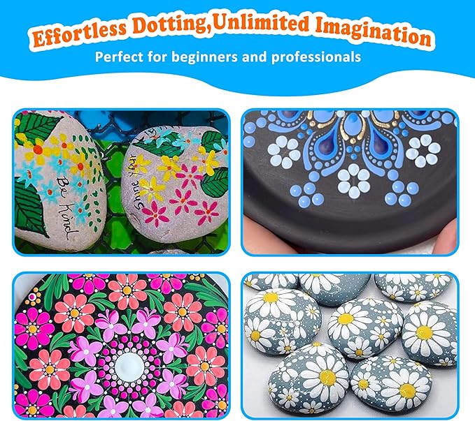 GEOCCI Flower Petal Tools for Dot Painting，50 Petal Shapes Dotting Tool，Mandala - Image 7