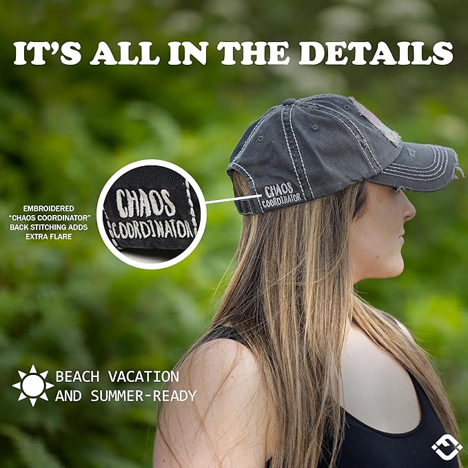 Funky Junque Distressed Vintage Baseball Cap - Embroidered Patch Women's Hat - Holiday, Lifestyle & Patriotic Designs