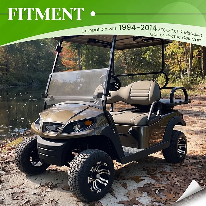 HECASA Windshield Compatible with 1994-2014 EZGO TXT & Medalist Gas or Electric Golf Cart Flip Windscreen
