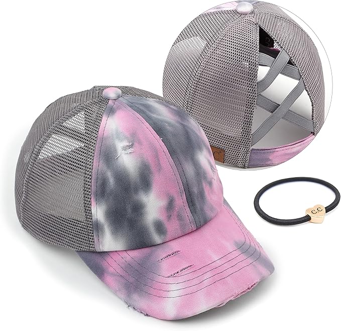 C.C Ponycap Messy High Bun Ponytail Adjustable Glitter Mesh Trucker Baseball Cap