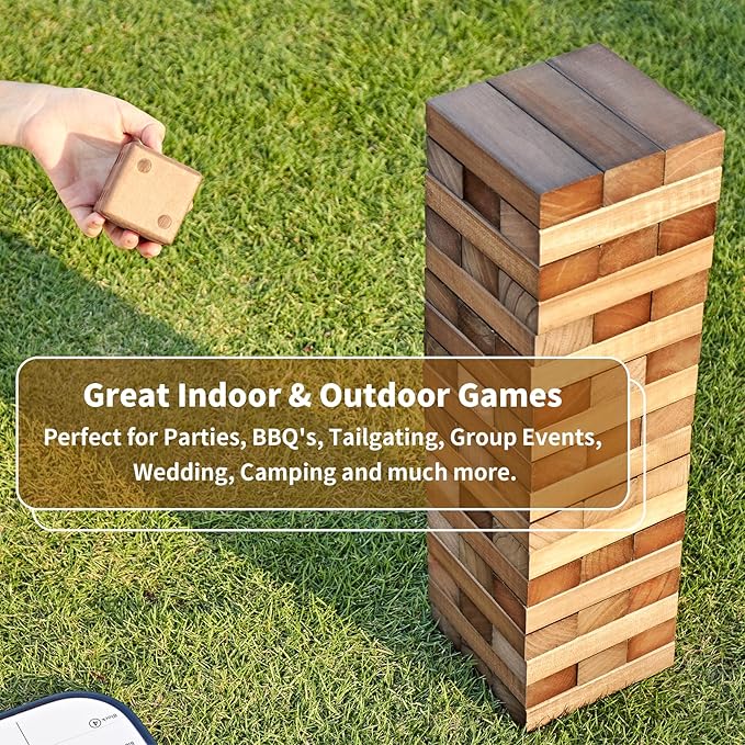 ApudArmis 54 PCS Tumble Timber Set Up to 3.2FT, Pine Wooden Tumble Tower Game - Image 6