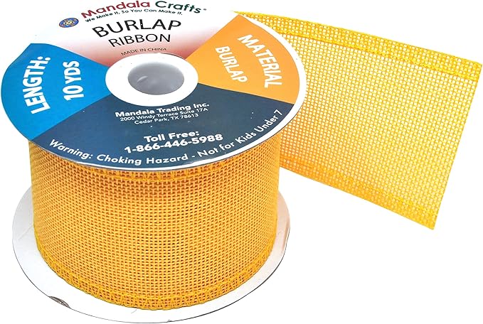 Mandala Crafts Yellow Burlap Ribbon 2.5 Inches Wide Jute Ribbons - Image 4