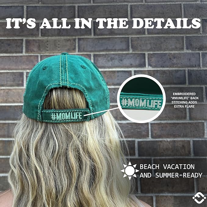 Funky Junque Distressed Vintage Baseball Cap - Embroidered Patch Women's Hat - Holiday, Lifestyle & Patriotic Designs