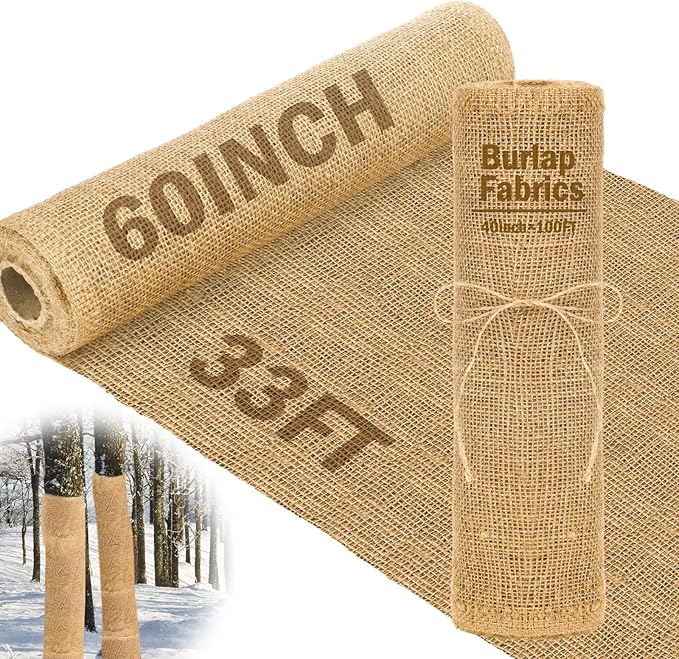 Buryeah 60 Inch x 33 ft Burlap Fabrics Roll Natural Jute Burlap Tree Wraps by Buryeah