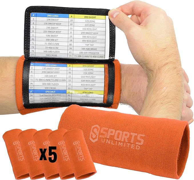 Sports Unlimited Youth Triple Wrist Coach, Football Wristbands for Plays, Baseball Wristbands, QB Arm Bands
