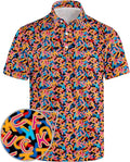 Golf Polo Shirts for Men Funny Print Short Sleeve Golf Shirts Performance Golf Polos