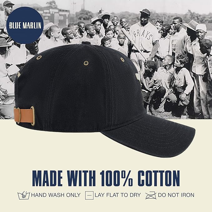 Blue Marlin Dad Hat, Adult Cotton Baseball Cap with Curved Brim, One Size.