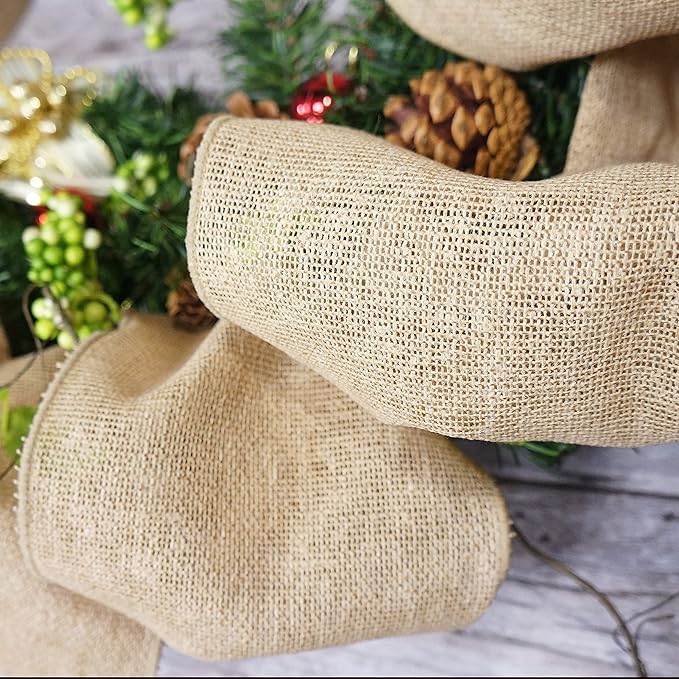 CT CRAFT LLC Burlap Fabric Wired Ribbon 6" x 10 Yards Natural Color - Image 5