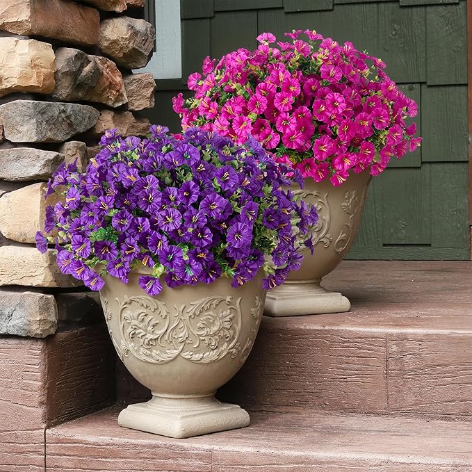 Artificial Flowers Fake Plants for Outdoors Decoration, 12 Bundles Purple Silk - Image 8