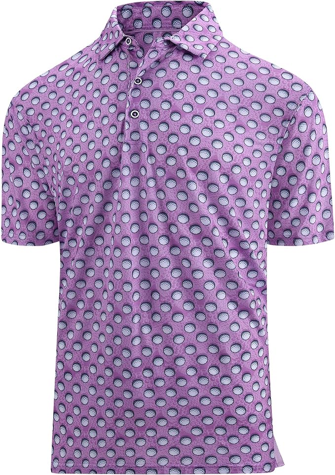 SAMERM Golf Shirts for Men Super Stretch Jacquard Dry Fit Golf Polo Moisture Wicking Short Sleeve Polo Shirts for Men