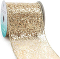 CT CRAFT LLC Sparkling Glitter Mesh Wired Ribbon 4" x 10 Yards Champagne Gold by CTCRAFTLLC